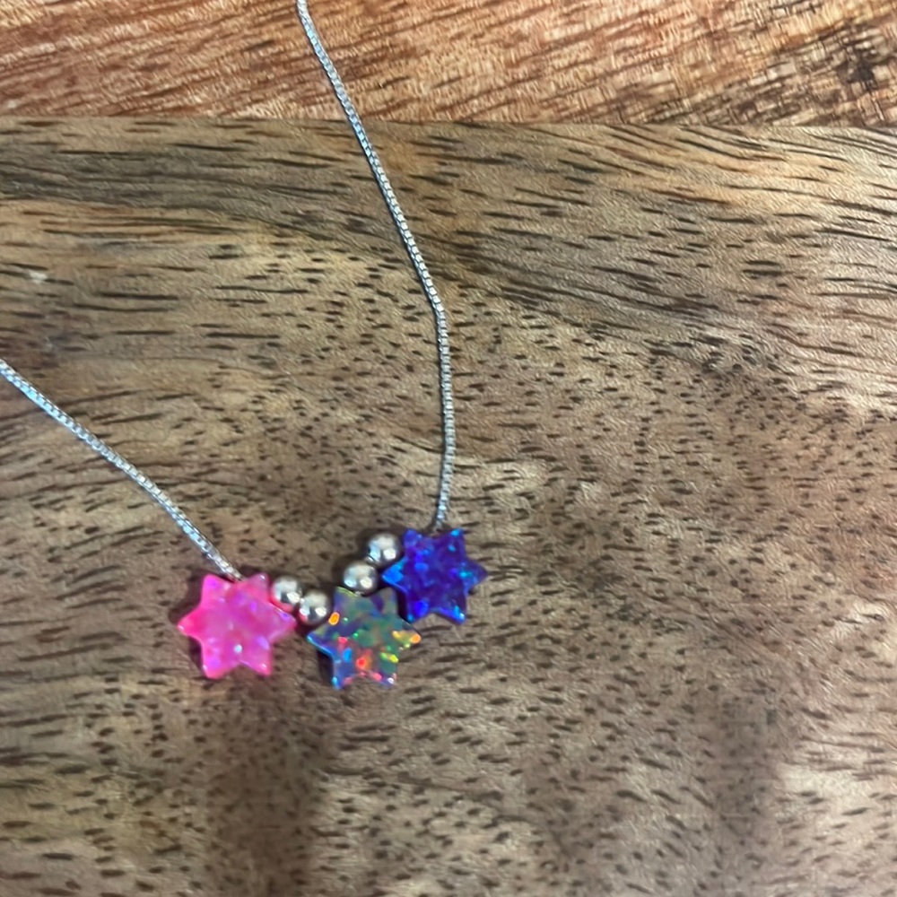 Opal dainty Star of David - multicolored trio - NWOT